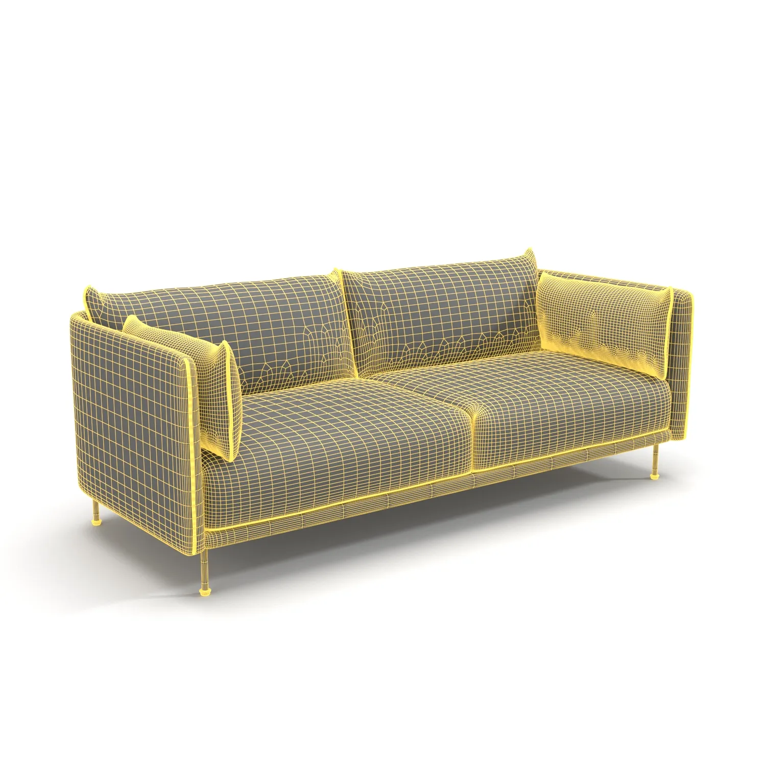 Silhouette three Seater Low Backed PBR 3D Model_07